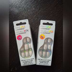 ColorFX by imPRESS short fake nails, 2 sets, chromey white